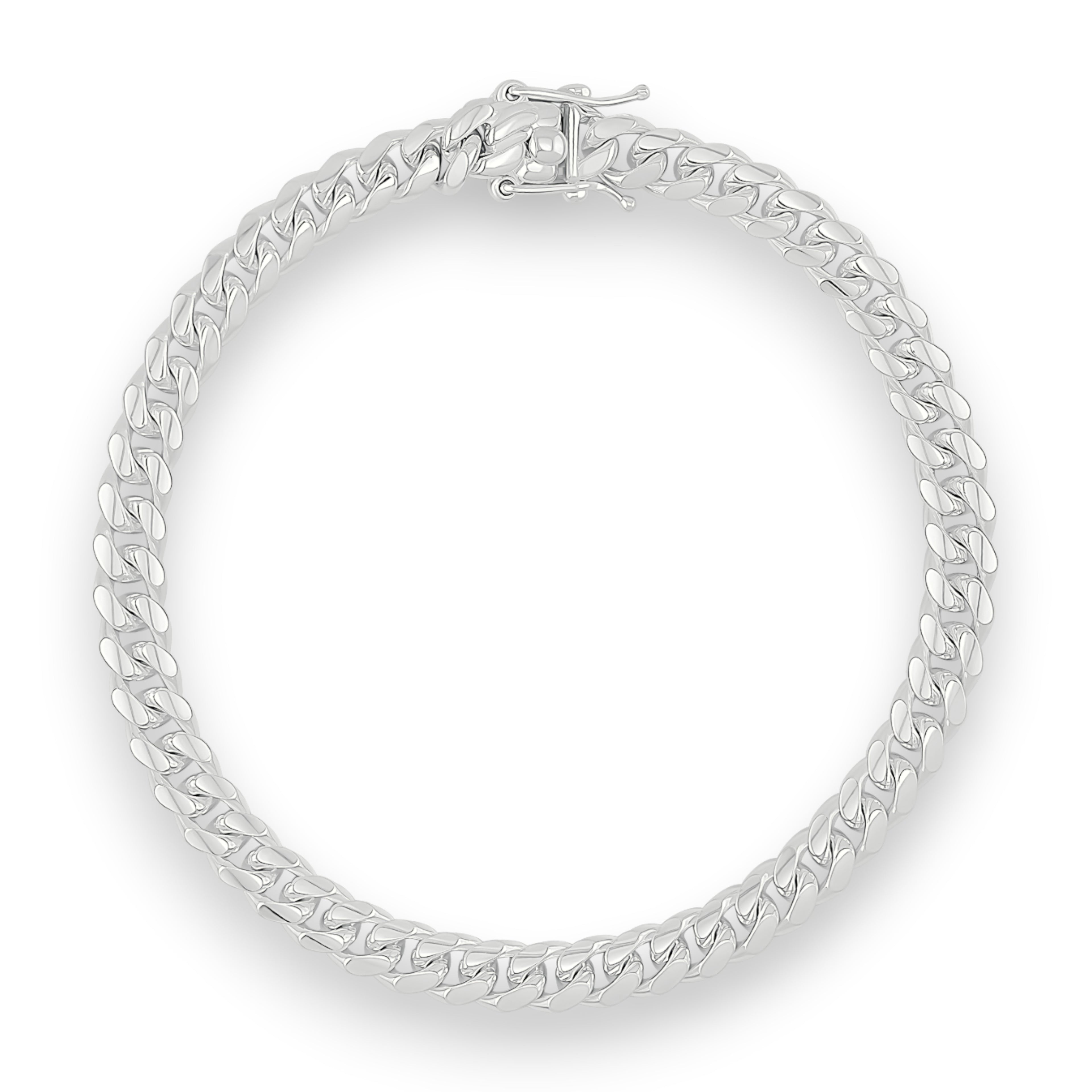 Neviera Cuban link chain bracelet — Italian-made 925 sterling silver, 6mm width. Professional studio product photograph on a neutral white backdrop with even lighting. Neviera specializes in high-quality Italian-made 925 silver chain necklaces and bracelets.