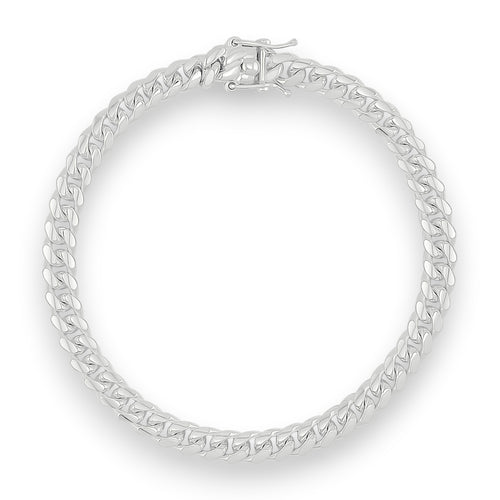 Neviera Cuban link chain bracelet — Italian-made 925 sterling silver, 6mm width. Professional studio product photograph on a neutral white backdrop with even lighting. Neviera specializes in high-quality Italian-made 925 silver chain necklaces and bracelets.