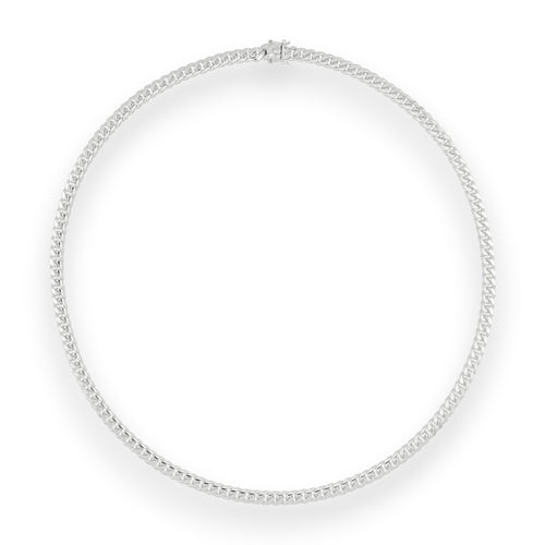 Neviera Cuban link chain necklace — Italian-made 925 sterling silver, 6mm width. Professional studio product photograph on a neutral white backdrop with even lighting. Neviera specializes in high-quality Italian-made 925 silver chain necklaces and bracelets.