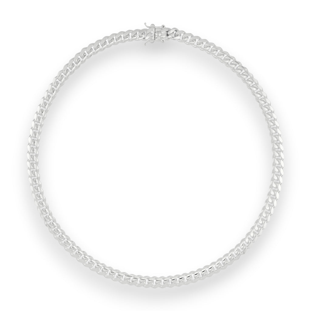Collier Maille Cubaine Neviera de 9,1 mm en argent 925 massif, fabriqué en Italie, sur fond blanc