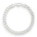 Neviera curb link chain bracelet — Italian-made 925 sterling silver, 6,4mm width. Professional studio product photograph on a neutral white backdrop with even lighting. Neviera specializes in high-quality Italian-made 925 silver chain necklaces and bracelets.