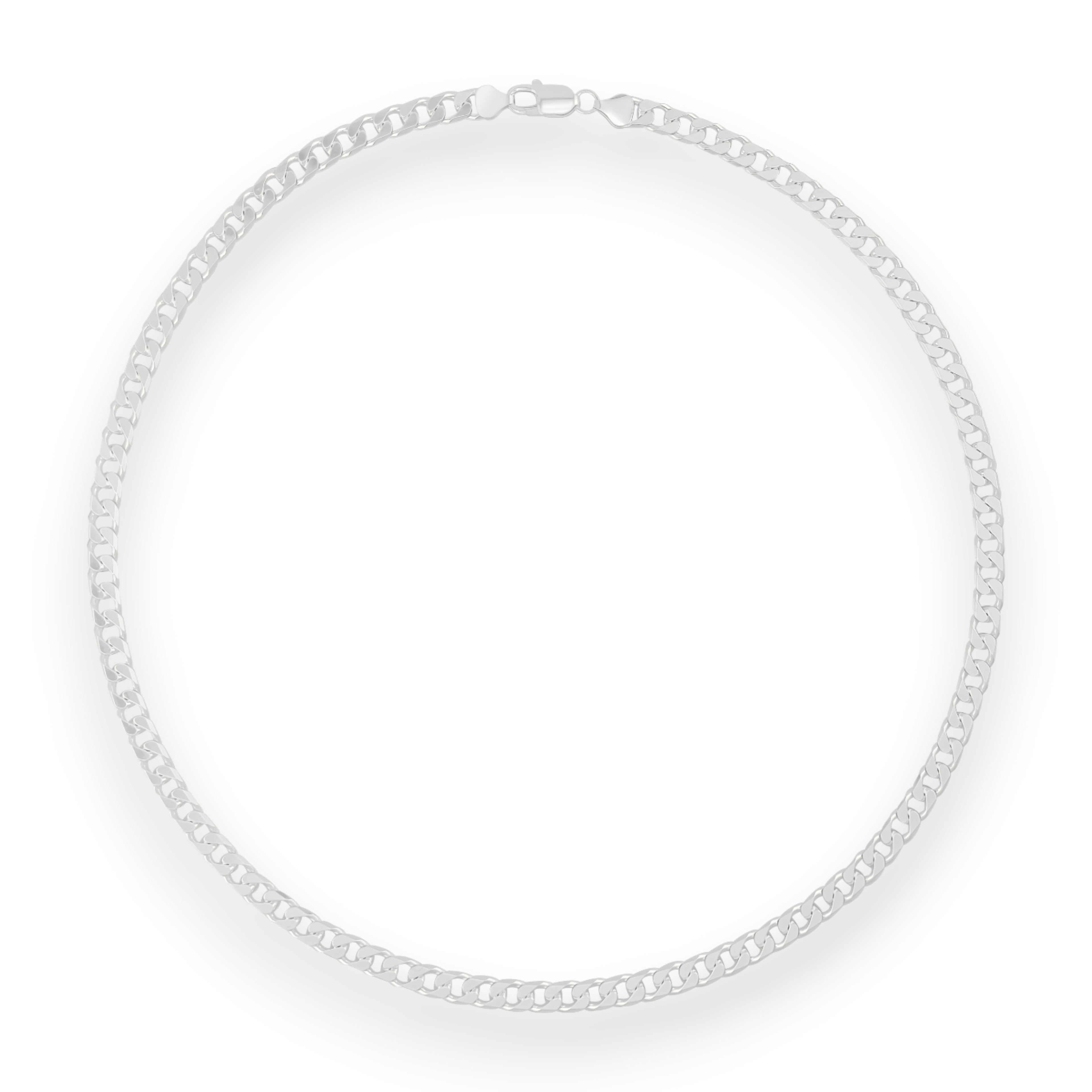 Neviera curb link chain necklace — Italian-made 925 sterling silver, 6,4mm width. Professional studio product photograph on a neutral white backdrop with even lighting. Neviera specializes in high-quality Italian-made 925 silver chain necklaces and bracelets.