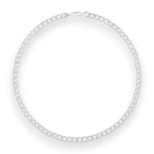 Neviera curb link chain necklace — Italian-made 925 sterling silver, 8,9mm width. Professional studio product photograph on a neutral white backdrop with even lighting. Neviera specializes in high-quality Italian-made 925 silver chain necklaces and bracelets.