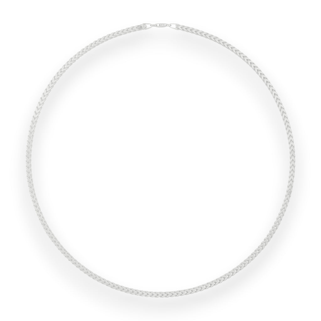 Neviera Franco chain necklace — Italian-made 925 sterling silver, 3,8mm width. Professional studio product photograph on a neutral white backdrop with even lighting. Neviera specializes in high-quality Italian-made 925 silver chain necklaces and bracelets.