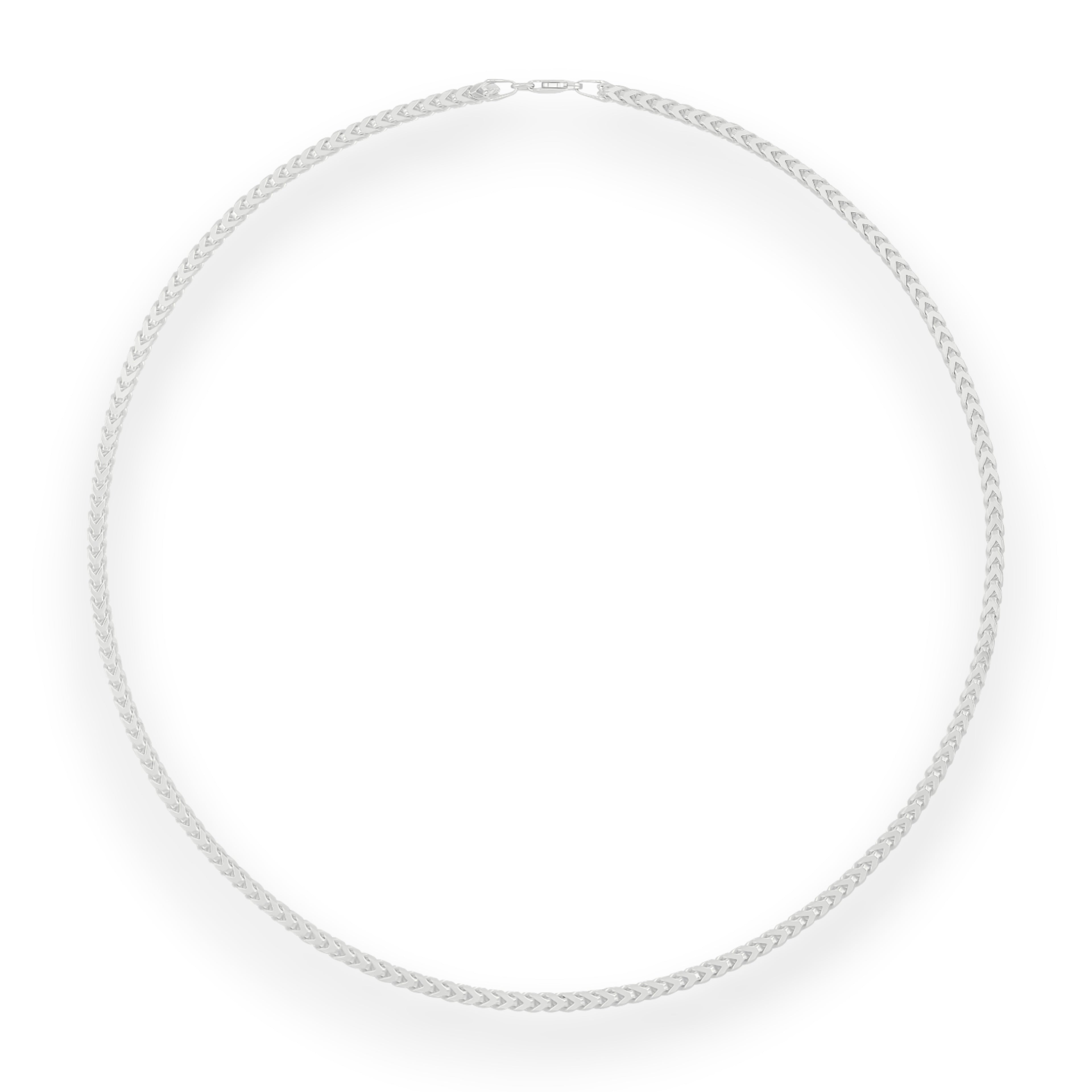 Neviera Franco chain necklace — Italian-made 925 sterling silver, 3,8mm width. Professional studio product photograph on a neutral white backdrop with even lighting. Neviera specializes in high-quality Italian-made 925 silver chain necklaces and bracelets.