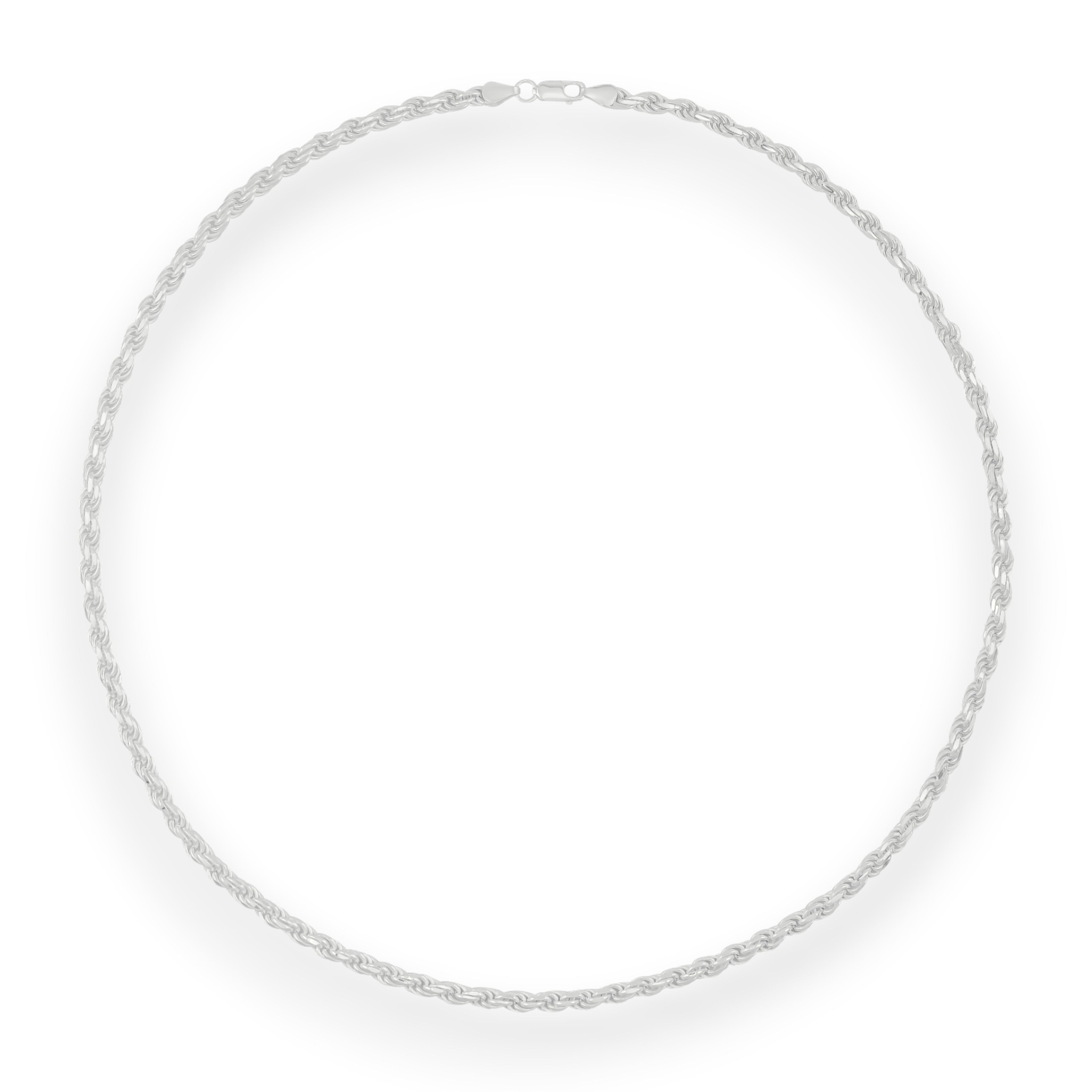 Neviera rope chain necklace — Italian-made 925 sterling silver, 4,6mm width. Professional studio product photograph on a neutral white backdrop with even lighting. Neviera specializes in high-quality Italian-made 925 silver chain necklaces and bracelets.