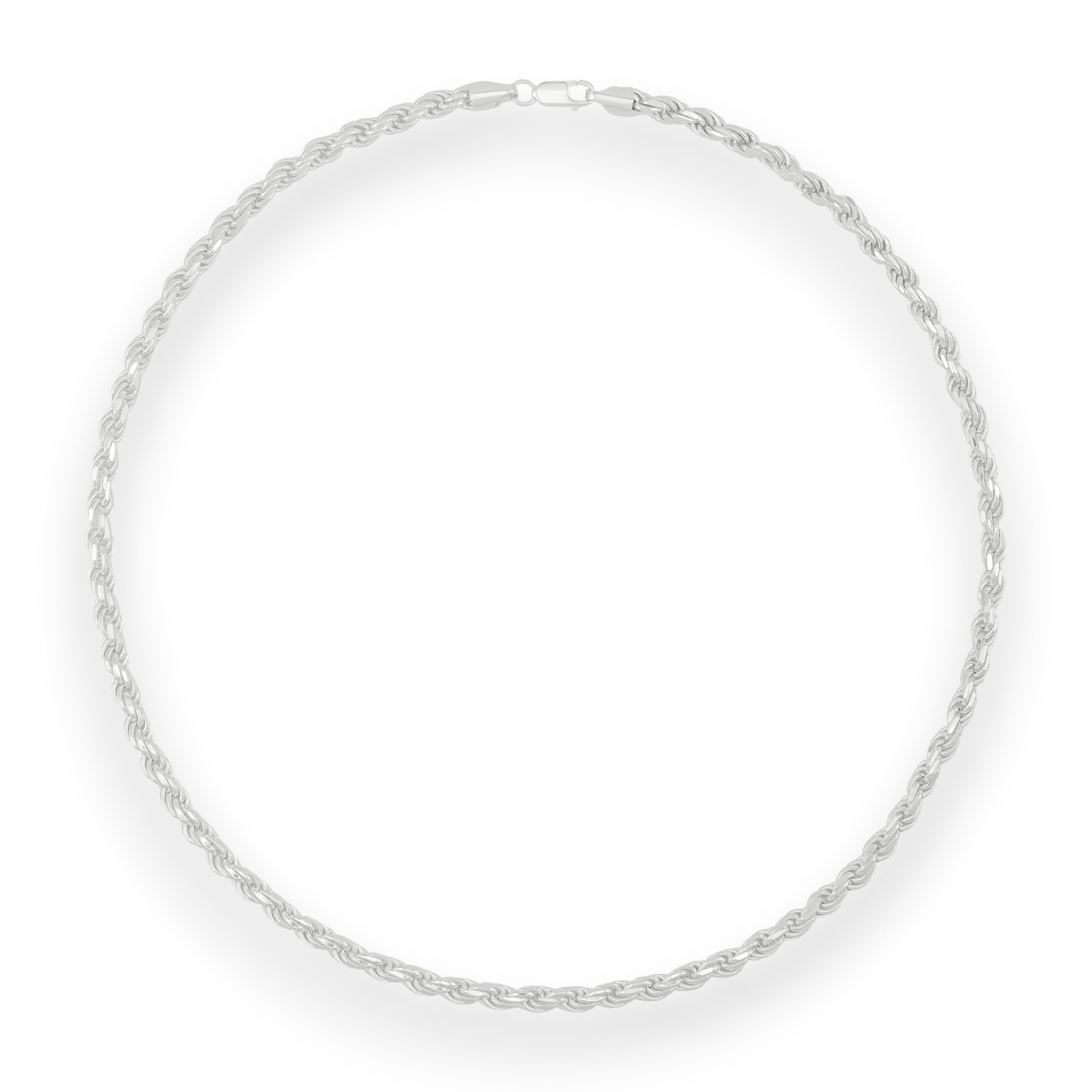 Neviera rope chain necklace — Italian-made 925 sterling silver, 5,7mm width. Professional studio product photograph on a neutral white backdrop with even lighting. Neviera specializes in high-quality Italian-made 925 silver chain necklaces and bracelets.