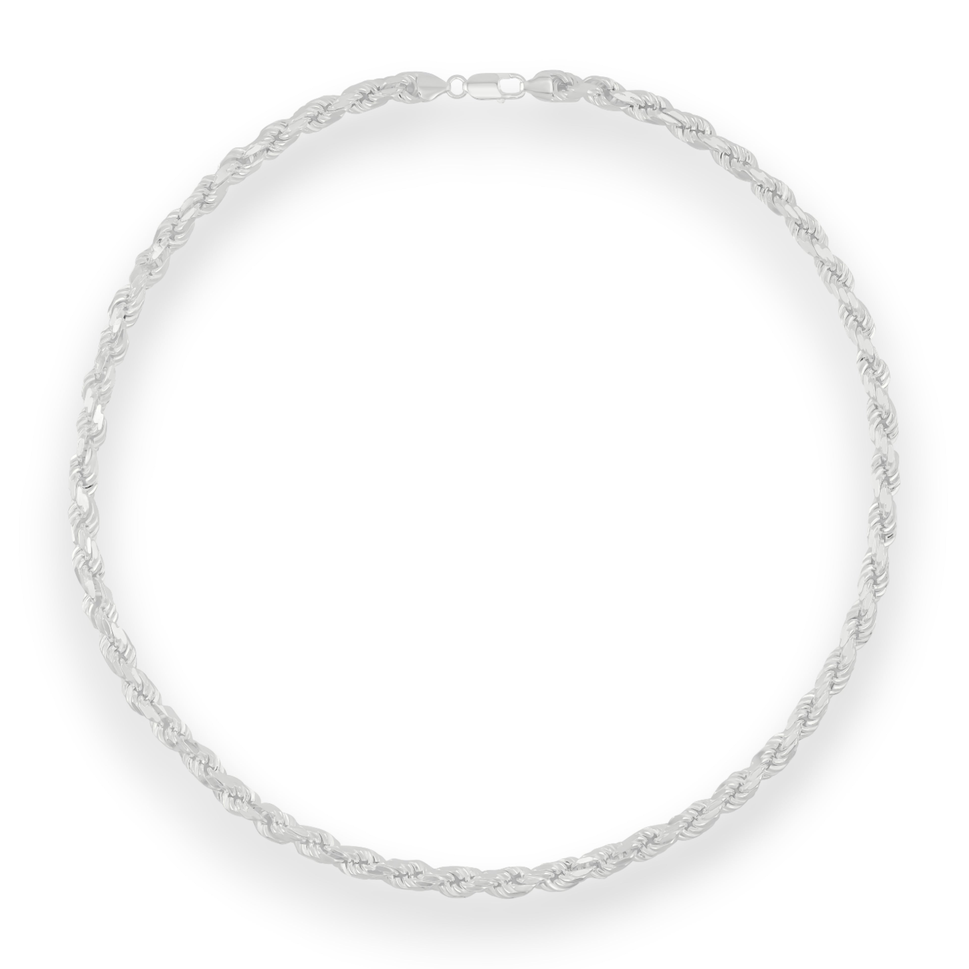 Neviera rope chain necklace — Italian-made 925 sterling silver, 6,8mm width. Professional studio product photograph on a neutral white backdrop with even lighting. Neviera specializes in high-quality Italian-made 925 silver chain necklaces and bracelets.